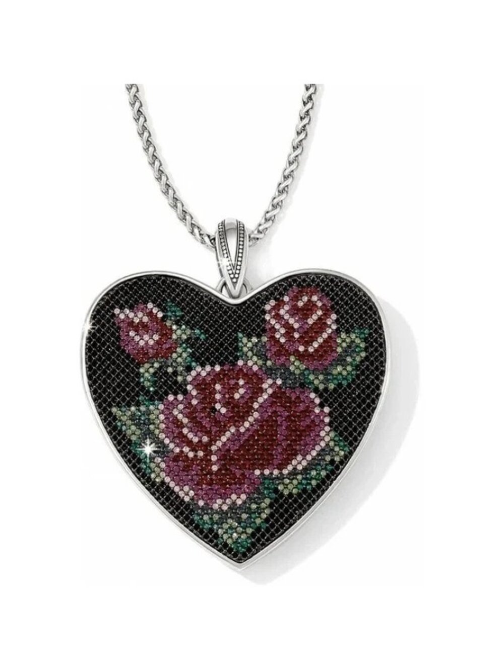 Brighton  Victorian Rose Convertible Long Crystal XL Heart Necklace MSRP $228